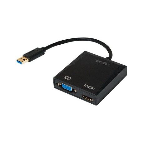 Logilink carte graphique usb 3.0 - hdmi/vga, noir