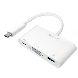 Logilink adaptateur multiport, usb-c sur vga, blanc