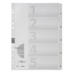 Pagna intercalaires, carton, chiffres 1 - 5, a4, 5 touches
