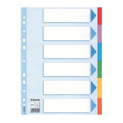 Esselte intercalaires en carton, uni, a4, 6 touches