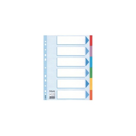 Esselte intercalaires en carton, uni, a4, 6 touches