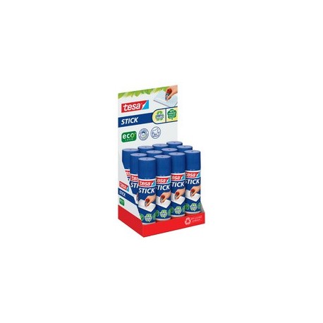Tesa ecologo stick bâton de colle, 20 g, présentoir comptoir (LOT DE 12)