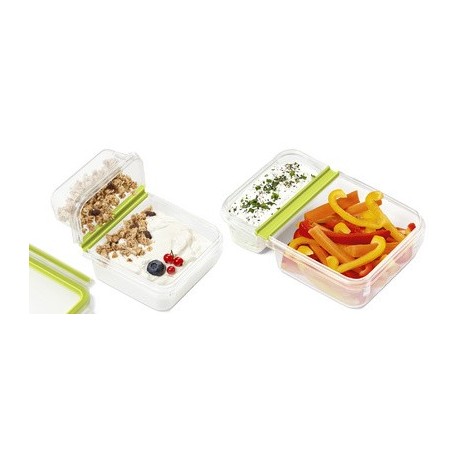 Emsa boîte à yaourts clip & go, 0,6 l, transparent / vert