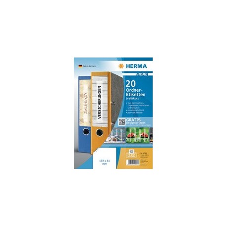 Herma home etiquette dos de classeur, 192 x 61 mm, blanc