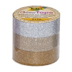 Folia ruban adhésif déco "glitter tape",2x rose et 1x violet