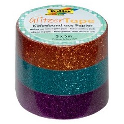 Folia ruban adhésif "glitter-tape", rose vif/or/bleu clair