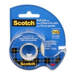 Scotch ruban adhésif "wall-safe", sur dévidoir,19mm x 16,5 m