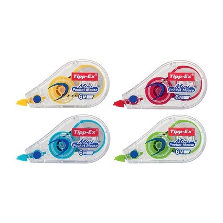 Tipp-ex roller correcteur mini pocket mouse fashion, 5mm x6m (LOT DE 10)