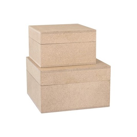 Kreul boîte en bois, carré, kit de 2