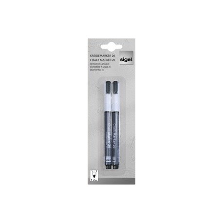 Sigel marqueur craie 20, pointe ogive: 1 - 2 mm, blanc