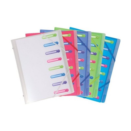 Exacompta trieur chromaline, a4, pp, 8 compartiments,assorti (LOT DE 10)