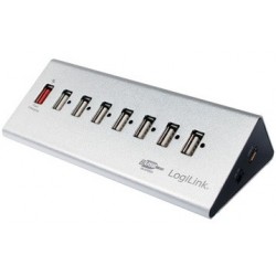 Logilink hub usb 2.0 avec bloc d'alimentation, 7 ports +
