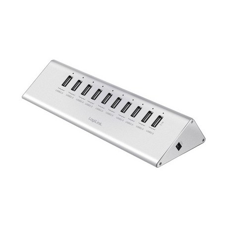 Logilink hub usb 2.0 avec bloc d'alimentation, 10 ports + 1