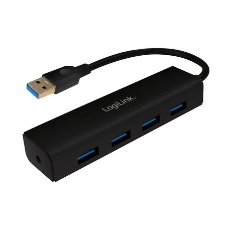 Logilink hub usb 3.0, 4 ports, boîtier en plastique, noir