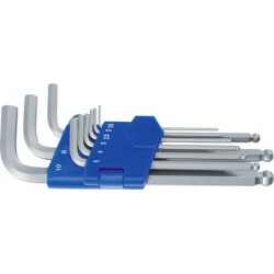 Heytec kit de clés à six pans avec tête sphérique, longues