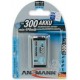 Ansmann pile rechargeable nimh maxe, bloc e 9v, 300 mah