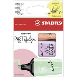 Stabilo surligneur boss mini pastellove, étui en carton de 3
