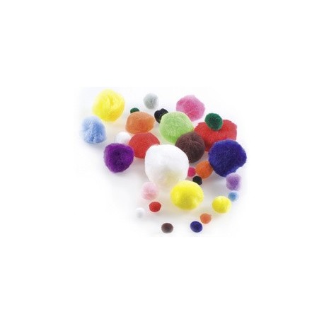 Folia pompons, 30 pièces, tailles assorties, couleurs pastel