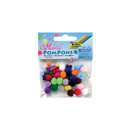 Folia mini pompons, 50 pièces, assorti