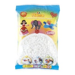 Hama perles à repasser midi, sachet, 3000 pièces, blanc