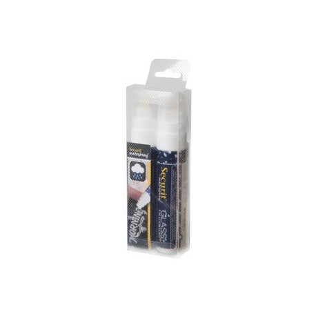 Securit feutre-craie waterproof large, étui de 2, blanc