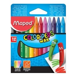 Maped crayon de cire color'peps wax, étui en carton de 12
