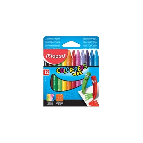 Maped crayon de cire color'peps wax, étui en carton de 12