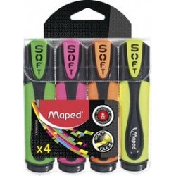 Maped surligneur fluo'peps ultra soft, étui de 4
