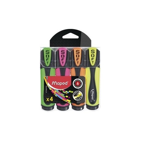 Maped surligneur fluo'peps ultra soft, étui de 4