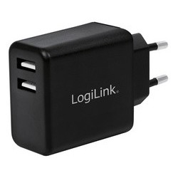 Logilink chargeur secteur usb, 2x usb, 12 watts, blanc