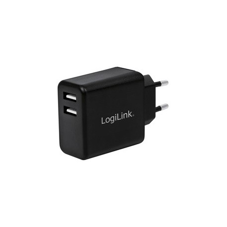 Logilink chargeur secteur usb, 2x usb, 12 watts, blanc