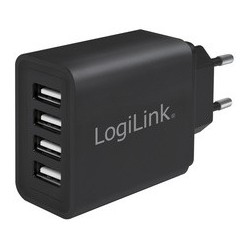 Logilink chargeur secteur usb, 4x usb, 24 watts, noir