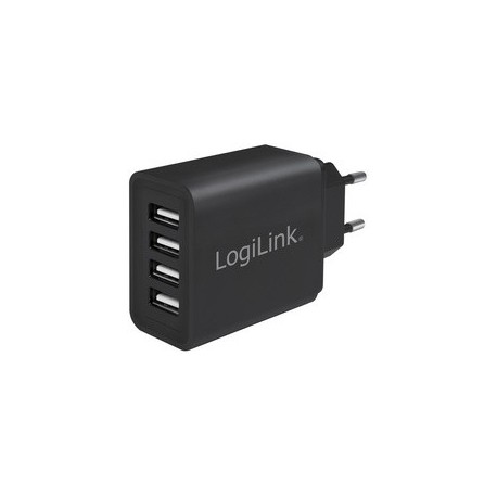 Logilink chargeur secteur usb, 4x usb, 24 watts, noir