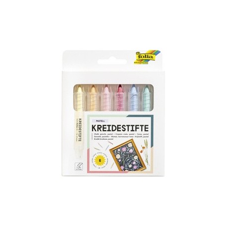 Folia crayon craie pastel, couleurs assorties, étui de 6
