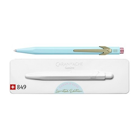 Caran d'ache stylo à bille rétractable 849 bleu cobalt