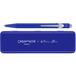 Caran d'ache stylo à bille rétractable 849 klein blue, bleu