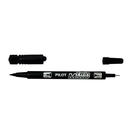 Pilot marqueur permanent "twin marker", extra fin, noir
