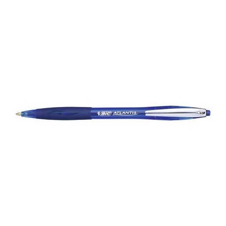 Bic stylo à bille rétractable atlantis soft, bleu