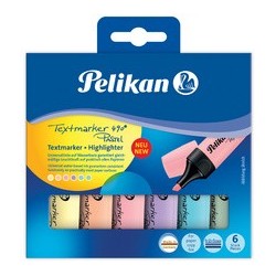 Pelikan surligneur 490 pastel, étui de 6, couleurs assorties