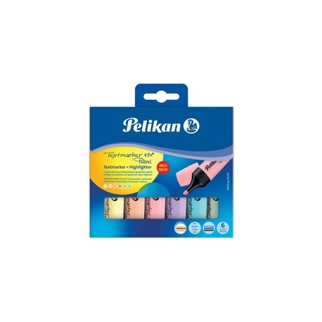 Pelikan surligneur 490 pastel, étui de 6, couleurs assorties
