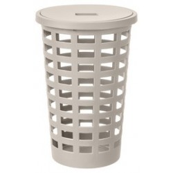 Plast team panier à linge boston, 54 litres, rond, blanc