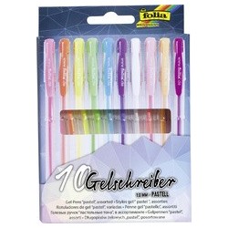 Folia stylo gel pastell, couleurs assorties, étui de 10