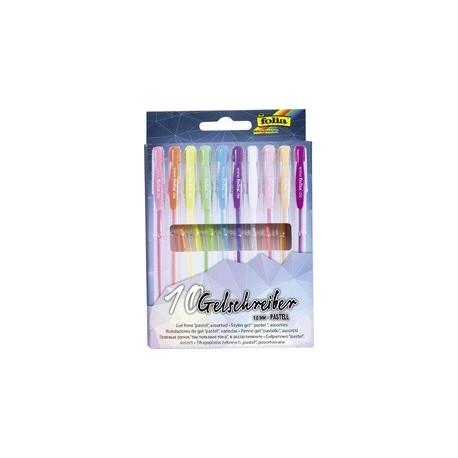 Folia stylo gel pastell, couleurs assorties, étui de 10