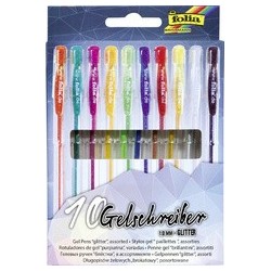 Folia stylo gel glitter, couleurs assorties, étui de 10