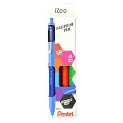 Pentel stylo à bille rétractable izee, étui de 4, basic