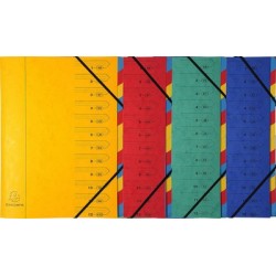 Exacompta trieur, a4, carton, 7 compartiments, assorti (LOT DE 12)