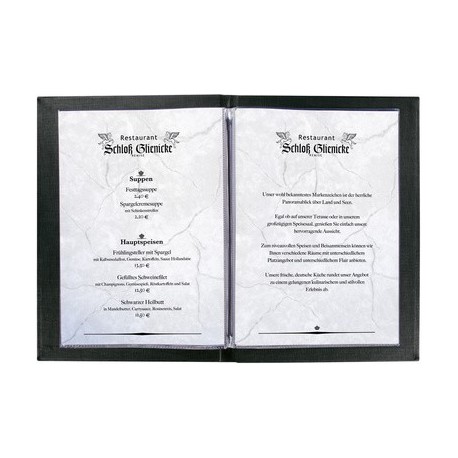 Sigel chemise pour carte de menu, a5, noir, reliure à