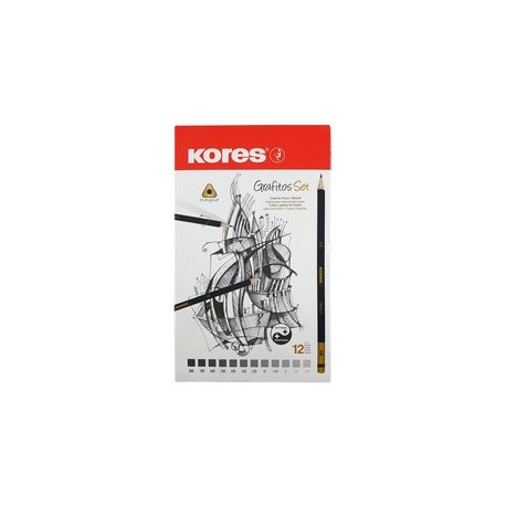 Kores crayon à papier "grafitos art", étui métallique de 12