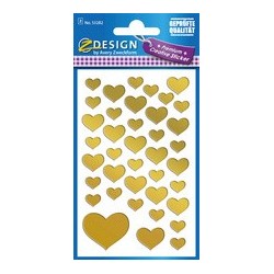 Avery zweckform zdesign sticker creative "coeurs", doré