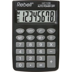 Rebell calculatrice de poche hc 108, noir